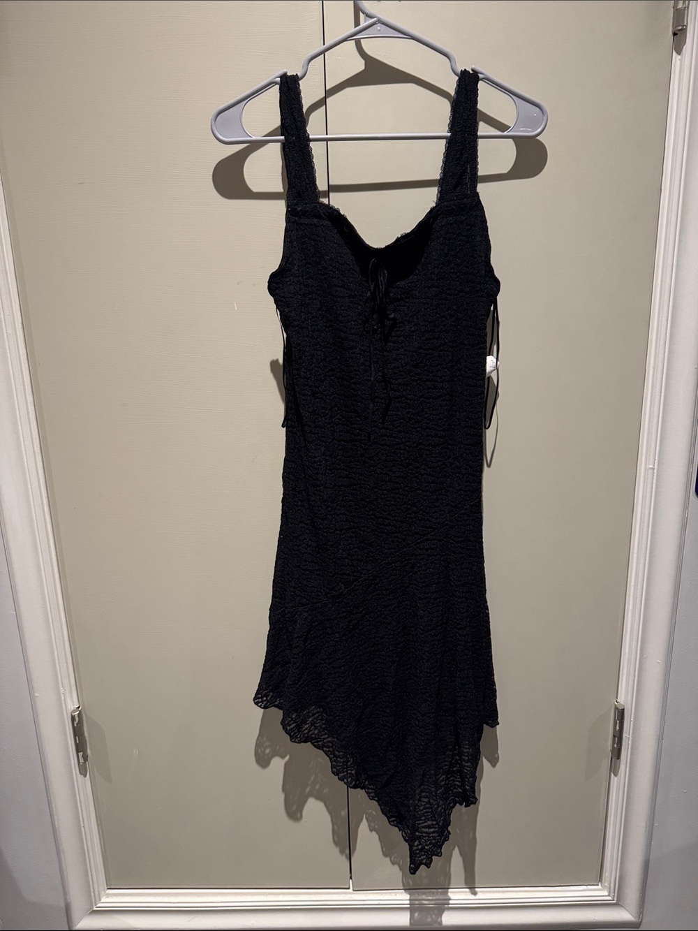 Black Textured Asymmetrical Hem Dress - Kirious Los Angeles